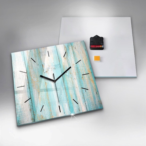 Horloge carrée en verre Tableaux bleus