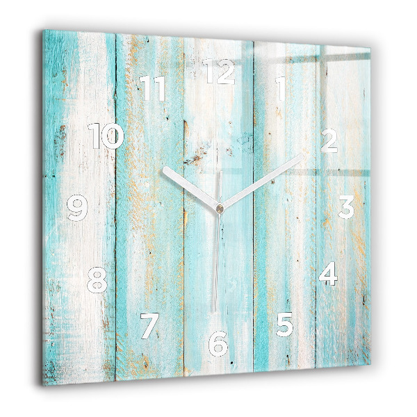 Horloge carrée en verre Tableaux bleus