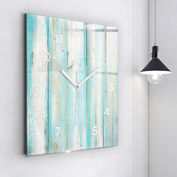 Horloge carrée en verre Tableaux bleus