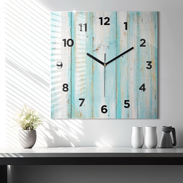 Horloge carrée en verre Tableaux bleus