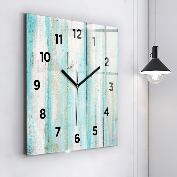 Horloge carrée en verre Tableaux bleus
