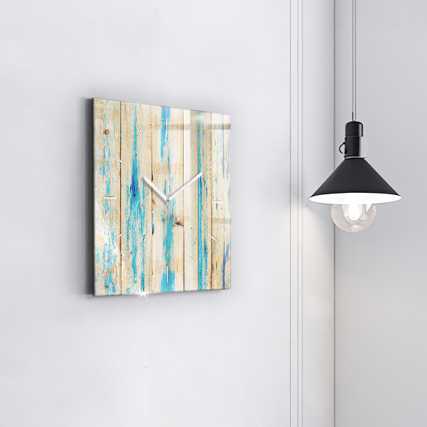 Horloge carrée en verre Bois rayé