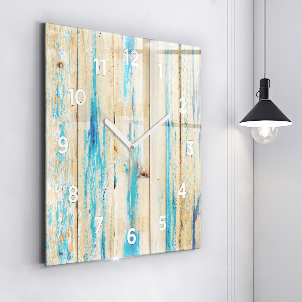 Horloge carrée en verre Bois rayé