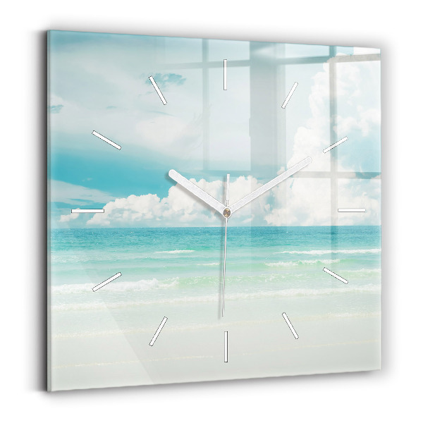 Horloge carrée en verre Paysage marin