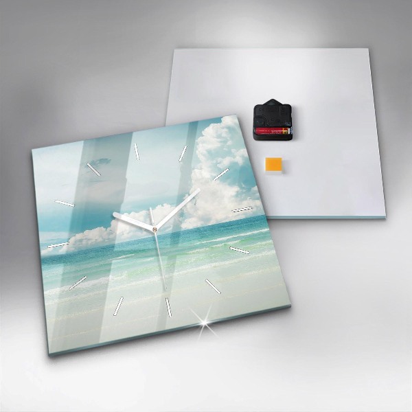 Horloge carrée en verre Paysage marin