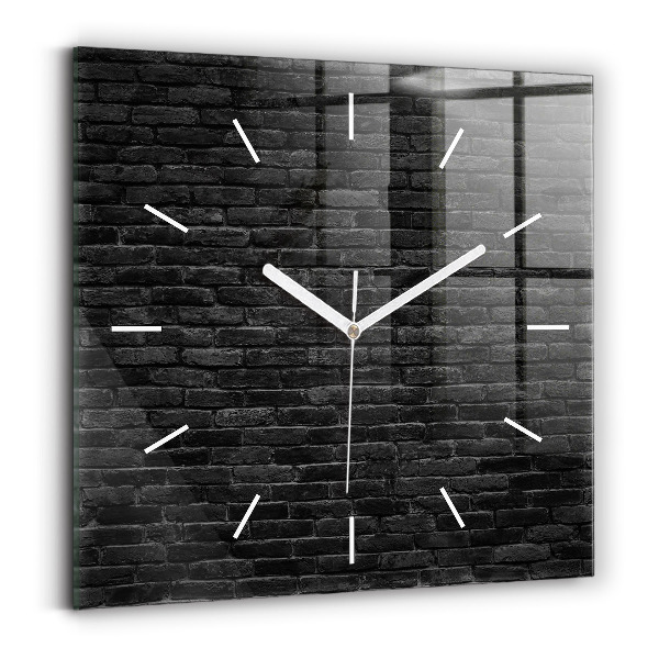 Horloge carrée en verre Mur de briques sombres
