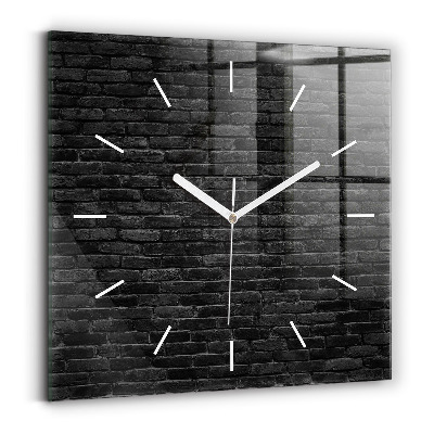 Horloge carrée en verre Mur de briques sombres