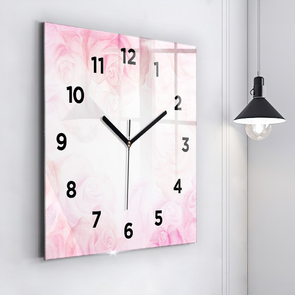 Horloge carrée en verre Roses abstraites