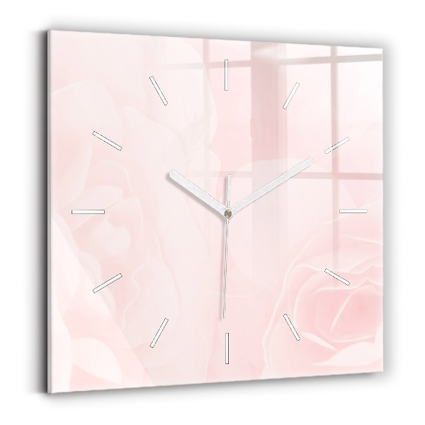 Horloge carrée en verre Roses en fleurs