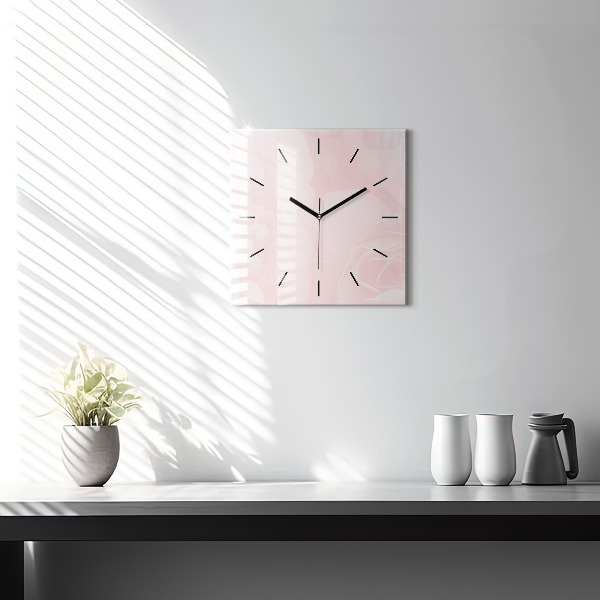 Horloge carrée en verre Roses en fleurs