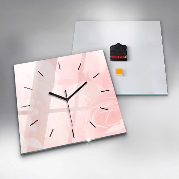 Horloge carrée en verre Roses en fleurs