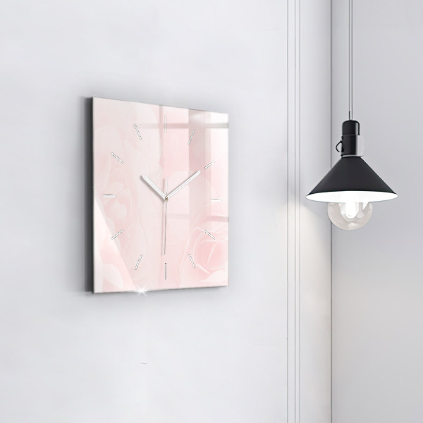 Horloge carrée en verre Roses en fleurs