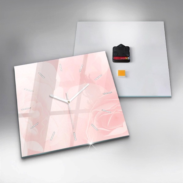 Horloge carrée en verre Roses en fleurs