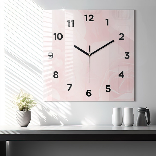 Horloge carrée en verre Roses en fleurs