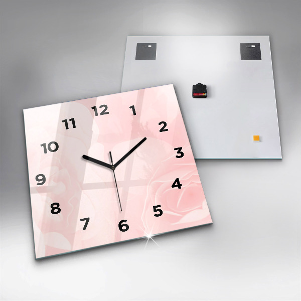 Horloge carrée en verre Roses en fleurs