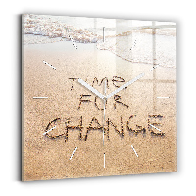Horloge carrée en verre Citation sur la plage