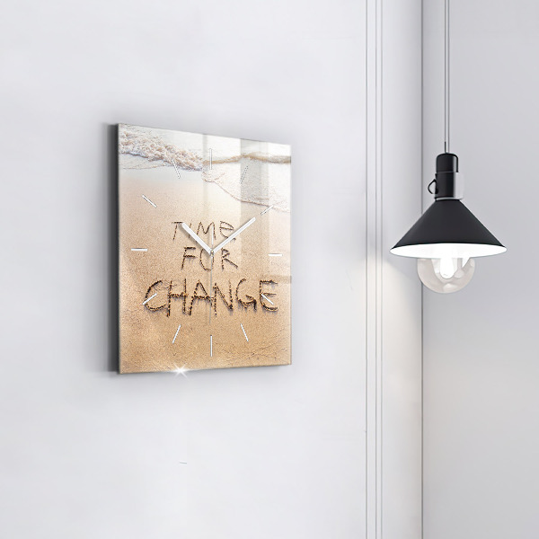 Horloge carrée en verre Citation sur la plage