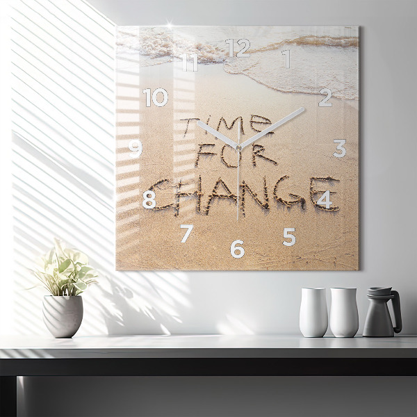 Horloge carrée en verre Citation sur la plage