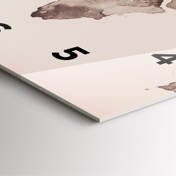 Horloge carrée en verre 'Carte du monde à l''aquarelle'