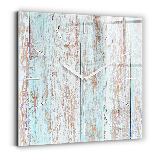 Horloge carrée en verre Bois pastel