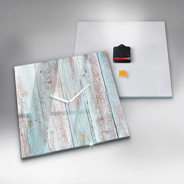 Horloge carrée en verre Bois pastel