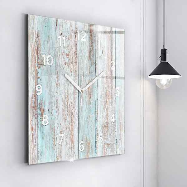 Horloge carrée en verre Bois pastel