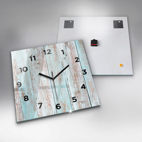 Horloge carrée en verre Bois pastel