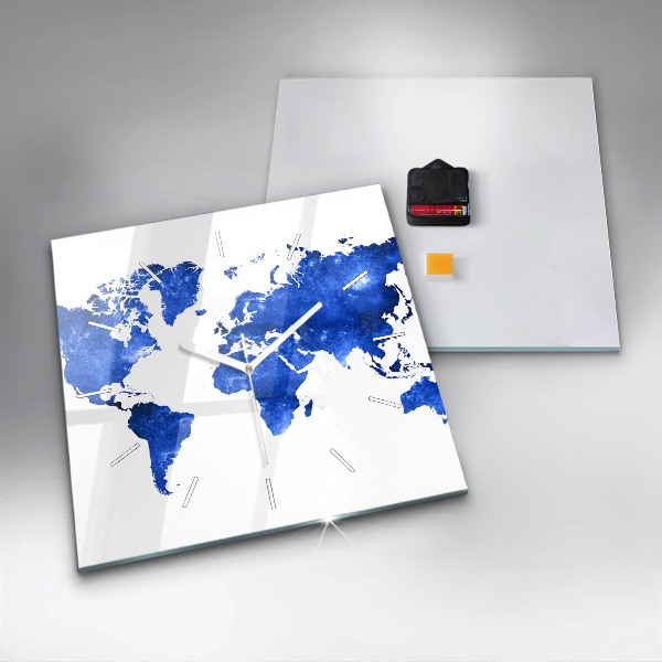Horloge carrée en verre Carte du monde spatial