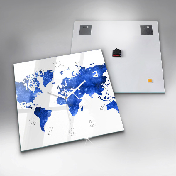 Horloge carrée en verre Carte du monde spatial