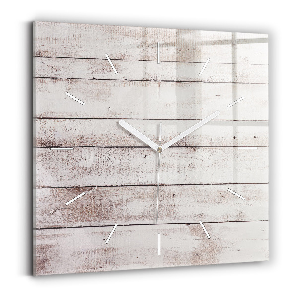 Horloge murale carrée Planches de bois clair