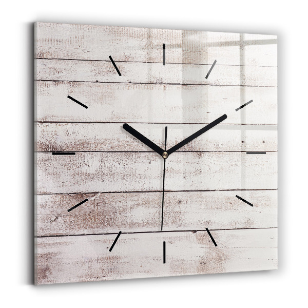 Horloge murale carrée Planches de bois clair