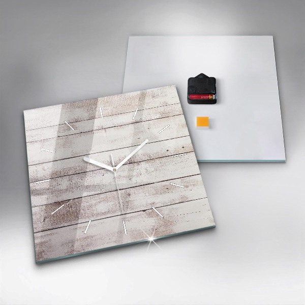 Horloge murale carrée Planches de bois clair