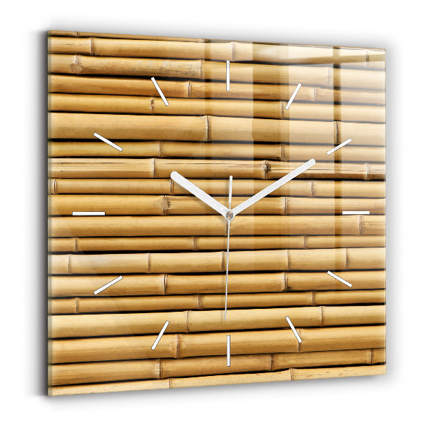 Horloge murale carrée bâtons de bambou