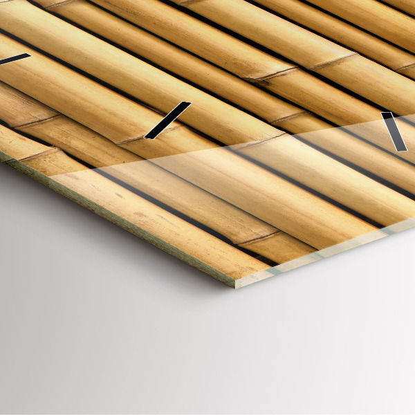 Horloge murale carrée bâtons de bambou