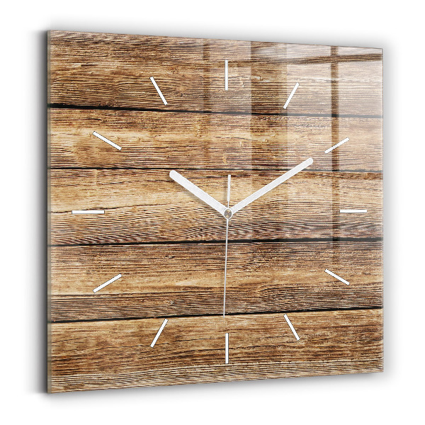 Horloge murale carrée planches de bois