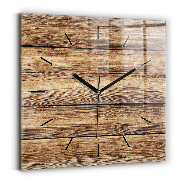 Horloge murale carrée planches de bois