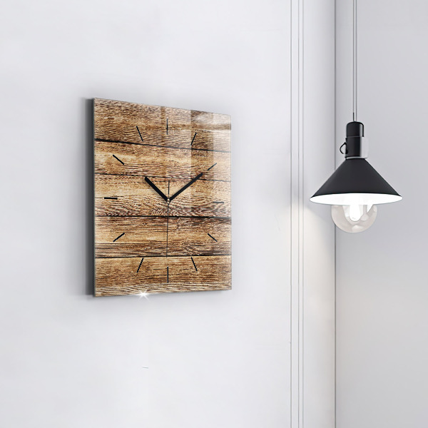 Horloge murale carrée planches de bois