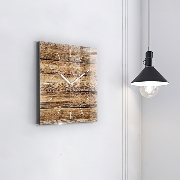 Horloge murale carrée planches de bois
