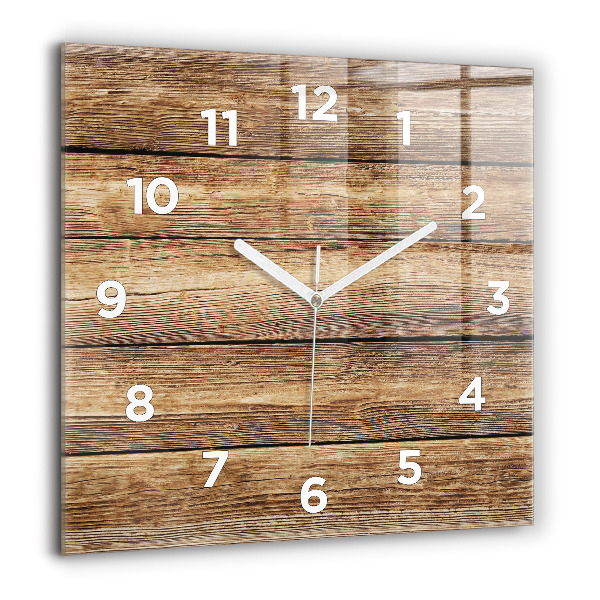 Horloge murale carrée planches de bois