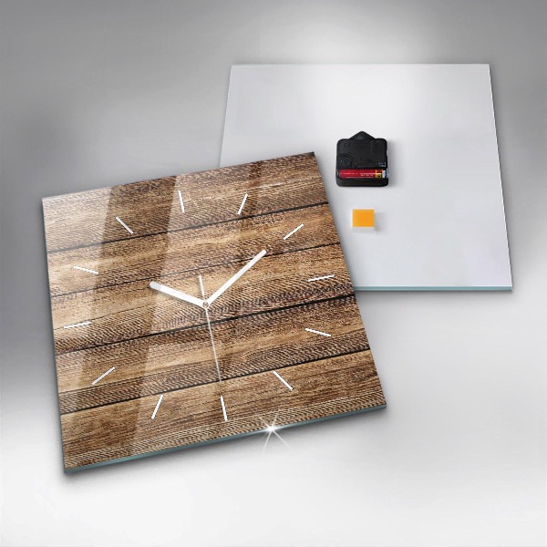 Horloge murale carrée planches de bois