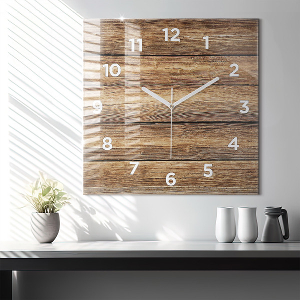 Horloge murale carrée planches de bois