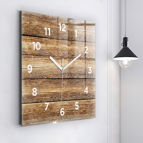 Horloge murale carrée planches de bois