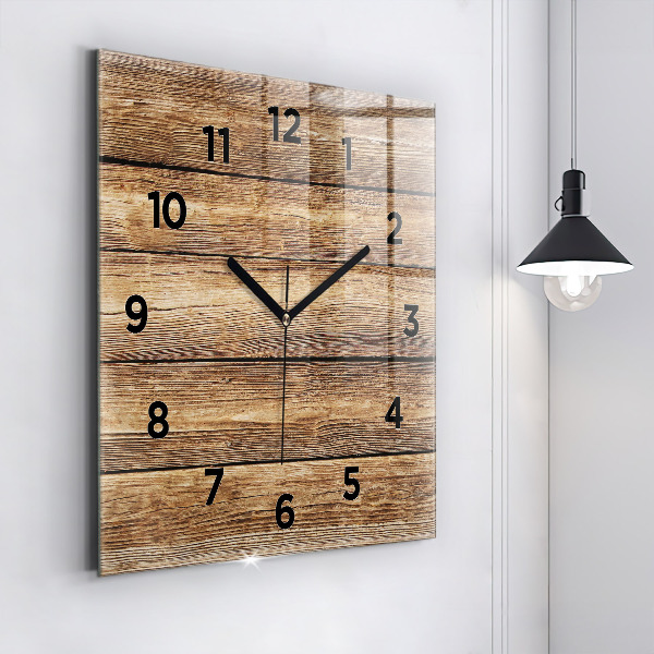 Horloge murale carrée planches de bois