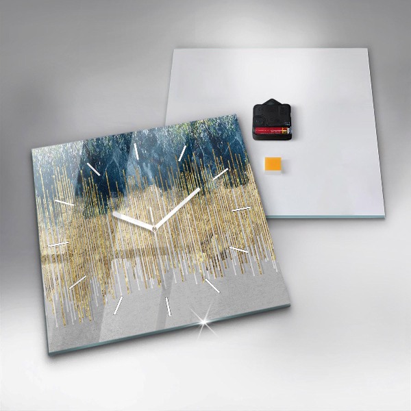 Horloge murale carrée Motif décoratif et or