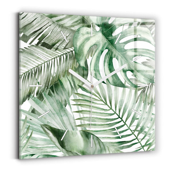 Horloge murale carrée Feuilles de plantes peintes