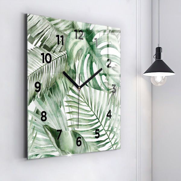 Horloge murale carrée Feuilles de plantes peintes