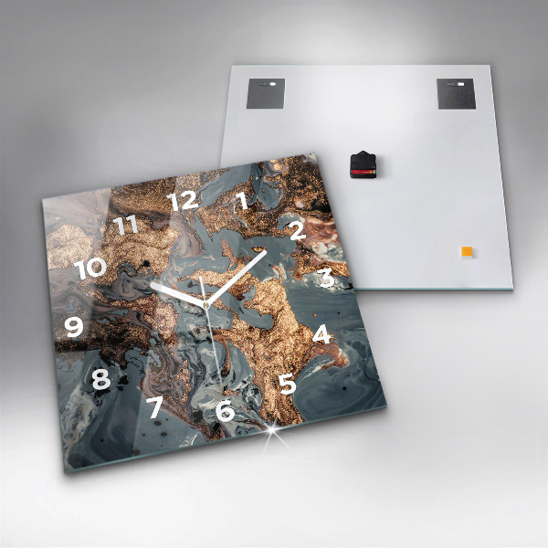Horloge murale carrée Marbre doré abstrait