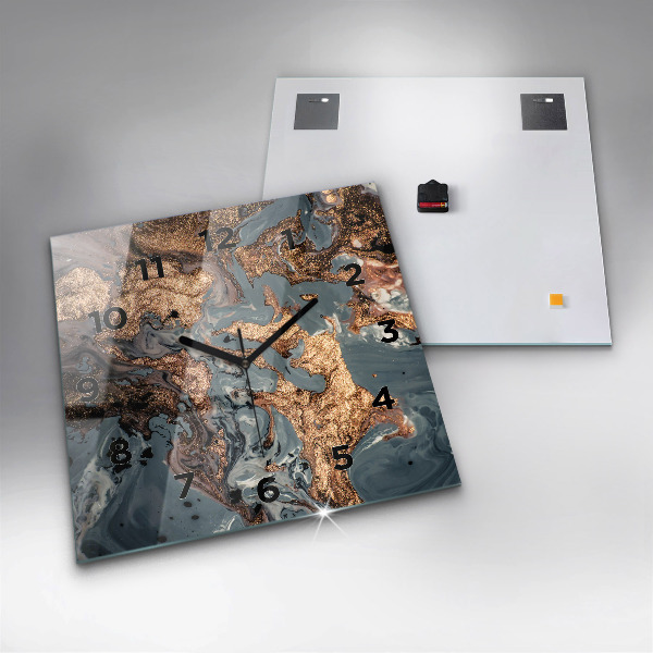 Horloge murale carrée Marbre doré abstrait