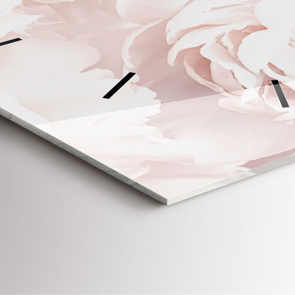 Pendule carrée en verre Fleurs de pivoine