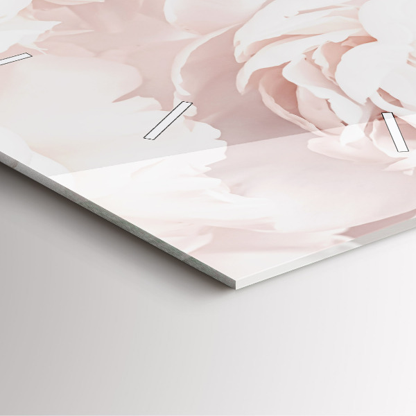 Pendule carrée en verre Fleurs de pivoine